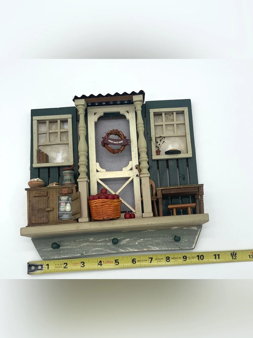 Country Cottagecore Apple Stand Miniature Room Box Diorama Wall Key Holder Vtg